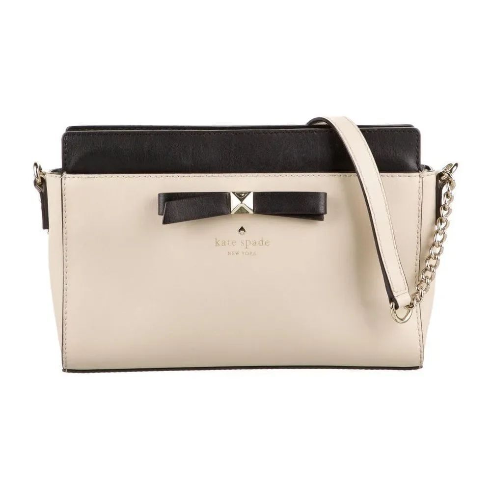Kate Spade Hancock Park Angelica Cream Black Monochrome Leather Crossbody Bag